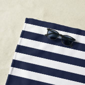 Nautisch anker Naam Modern Navy Blauw Wit Strandlaken (In situ)