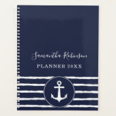 Nautisch Anker Navy Blauw Wit Custom 2024 Planner (Voorkant)