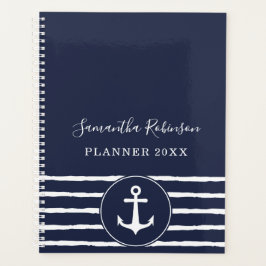Nautisch Anker Navy Blauw Wit Custom 2024 Planner