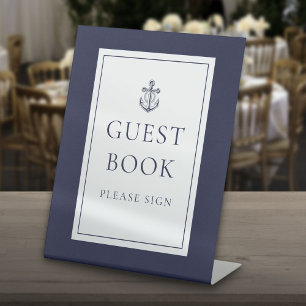 Nautisch anker Navy blauwe gastboek Reclamebord Met Voetstuk