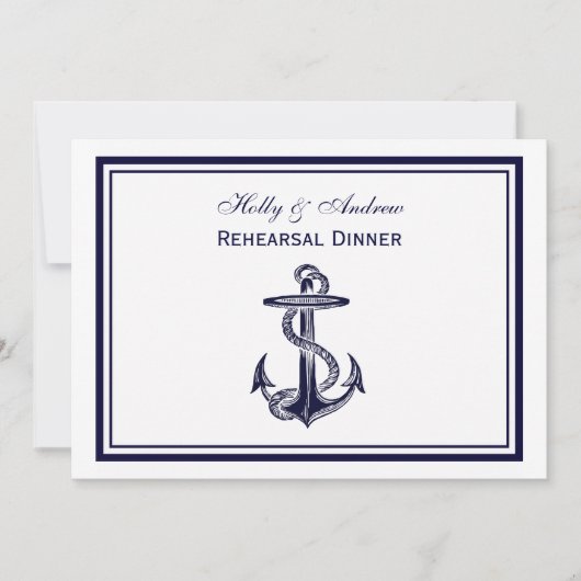 Nautisch Anker Navy Blu Lijst 2H repetitie diner Kaart (Voorkant)