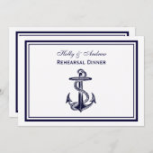 Nautisch Anker Navy Blu Lijst 2H repetitie diner Kaart (Voorkant / Achterkant)