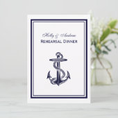 Nautisch Anker Navy Blu Lijst 2V repetitie diner Kaart (Staand voorkant)