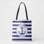 Nautisch Anker Navy Blue Eerste Mate gepersonalise Tote Bag (Voorkant)