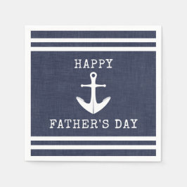 Nautisch anker Navy Blue Happy Fathers Day Servet