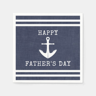 Nautisch anker Navy Blue Happy Fathers Day Servet