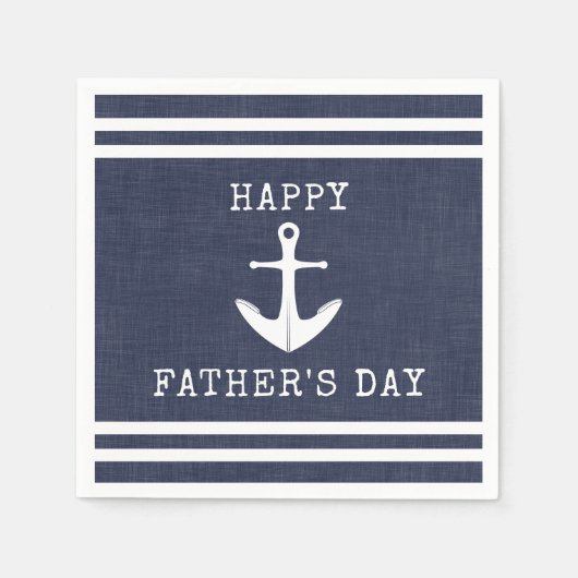 Nautisch anker Navy Blue Happy Fathers Day Servet (Voorkant)