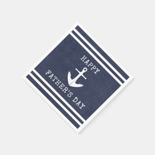 Nautisch anker Navy Blue Happy Fathers Day Servet (Hoek)