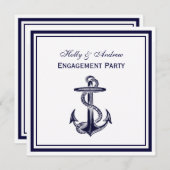 Nautisch Anker Navy Blue ingelijst 2SQ Verloving Kaart (Voorkant / Achterkant)