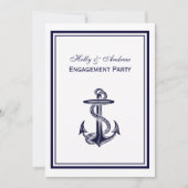 Nautisch Anker Navy Blue ingelijst 2V Verloving Kaart (Voorkant)