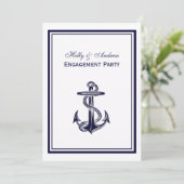 Nautisch Anker Navy Blue ingelijst 2V Verloving Kaart (Staand voorkant)