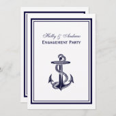 Nautisch Anker Navy Blue ingelijst 2V Verloving Kaart (Voorkant / Achterkant)
