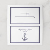 Nautisch Anker Navy Blue Ingelijste 2 Escort Kaart Plaatskaartje (Buitenkant ongevouwen)