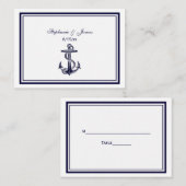 Nautisch Anker Navy Blue Ingelijste 2 Escort Kaart Plaatskaartje (Voorkant / Achterkant)