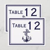 Nautisch Anker Navy Blue Ingelijste 2H Tafelnummer (Voorkant / Achterkant)