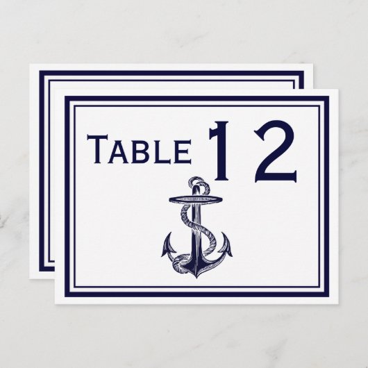 Nautisch Anker Navy Blue Ingelijste 2H Tafelnummer (Voorkant / Achterkant)