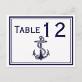 Nautisch Anker Navy Blue Ingelijste 2H Tafelnummer (Voorkant)