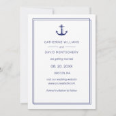 Nautisch anker Navy Blue Minimalist Fotobruiloft Save The Date (Achterkant)