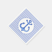 Nautisch anker - Navy Blue Striped Paper Napkins Servet (Hoek)
