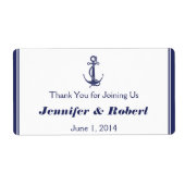Nautisch Anker Navy Bruiloft Water Flesetiket Etiket (Voorkant)
