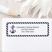 Nautisch Anker Navy Diag Stripe 2 Adreslabel Etiket (Insitu)