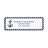 Nautisch Anker Navy Diag Stripe 2 Adreslabel Etiket (Voorkant)