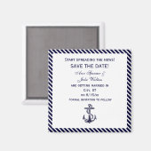 Nautisch Anker Navy Diag Stripe 2 Save the Date Magneet (Voorkant / Achterkant)