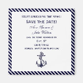 Nautisch Anker Navy Diag Stripe 2 Save the Date Magneet (Voorkant)