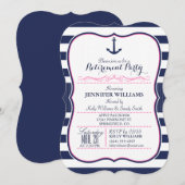 Nautisch anker; Navy & Pink Retirement Party Kaart (Voorkant / Achterkant)