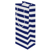Nautisch Anker Navy Stripe Love Bedankt Bruiloft Wijn Cadeautas (Achterkant Gekanteld)
