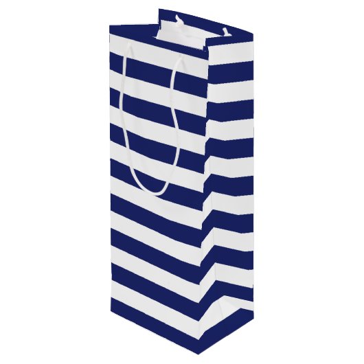 Nautisch Anker Navy Stripe Love Bedankt Bruiloft Wijn Cadeautas (Achterkant Gekanteld)
