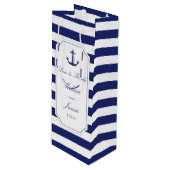 Nautisch Anker Navy Stripe Love Bedankt Bruiloft Wijn Cadeautas (Voorkant Gekanteld)