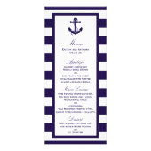 Nautisch anker Navy Stripe Wedding Menu (Voorkant)