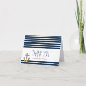 Nautisch anker Navy Stripes Dank u Bedankkaart (Voorkant)