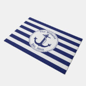Nautisch Anker Navy Stripes Familienaam 24 x 36 Deurmat (Schuin)