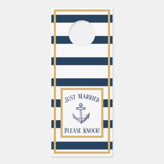 Nautisch anker Navy Stripes Net Getrouwd Deurhanger (Voorkant)