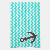 Nautisch anker op Aqua Color Chevron Theedoek (Verticaal)