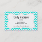 Nautisch anker op Aqua Color Chevron Visitekaartje (Achterkant)