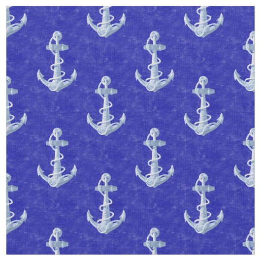 Nautisch anker op blauw stof (Close Up)