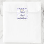 Nautisch anker op Blue Stripe Envelope Seal Vierkante Sticker (Tas)