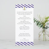 Nautisch anker op Blue Stripe Wedding Menu (Staand voorkant)