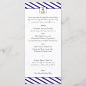 Nautisch anker op Blue Stripe Wedding Menu (Voorkant)