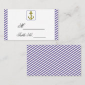 Nautisch anker op Blue Stripe Wedding Place Card Plaatskaartje (Voorkant / Achterkant)