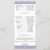 Nautisch anker op Blue Stripe Wedding Program Programmakaart (Achterkant)