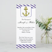 Nautisch anker op Blue Stripe Wedding Program Programmakaart (Staand voorkant)