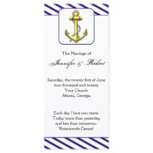 Nautisch anker op Blue Stripe Wedding Program