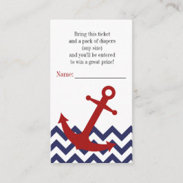 Nautisch anker op Chevron Luier Raffle Ticket Informatiekaartje