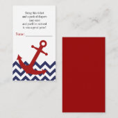 Nautisch anker op Chevron Luier Raffle Ticket Informatiekaartje (Voorkant / Achterkant)