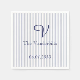 Nautisch Anker op Grijze Streep Bruiloft Servetten