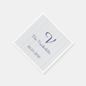 Nautisch Anker op Grijze Streep Bruiloft Servetten (Hoek)